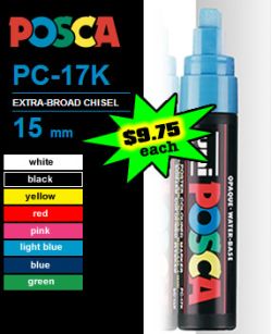 UNI-POSCA PC-17K 15mm Extra Broad Chisel Tip paint pens