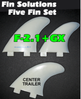 Fin Solutions F-2.1 + GX w/FCS Twin Tab Base - Five Fin Set