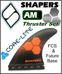 AM Twin Surf -New Shapers Fins + Trailer Futures Trailer Black Fins 