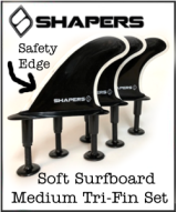 Shapers Soft Top Surfboard Tri Fin Set
